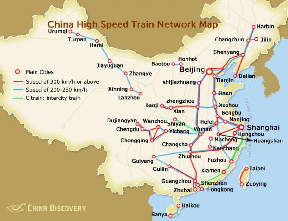Шанхай бързи влакове карта