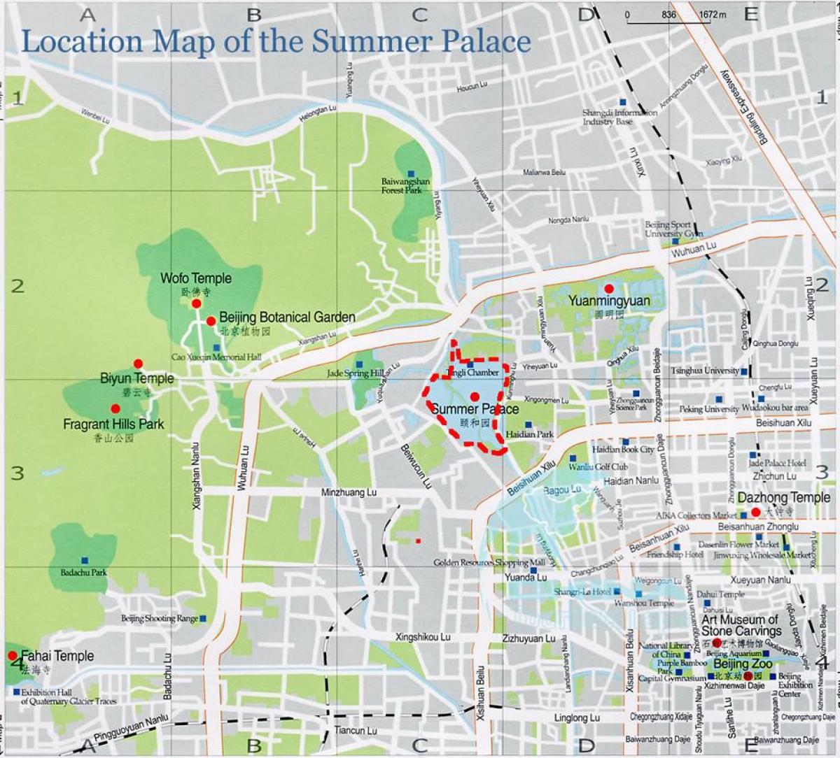 карта на Летния дворец в Пекин