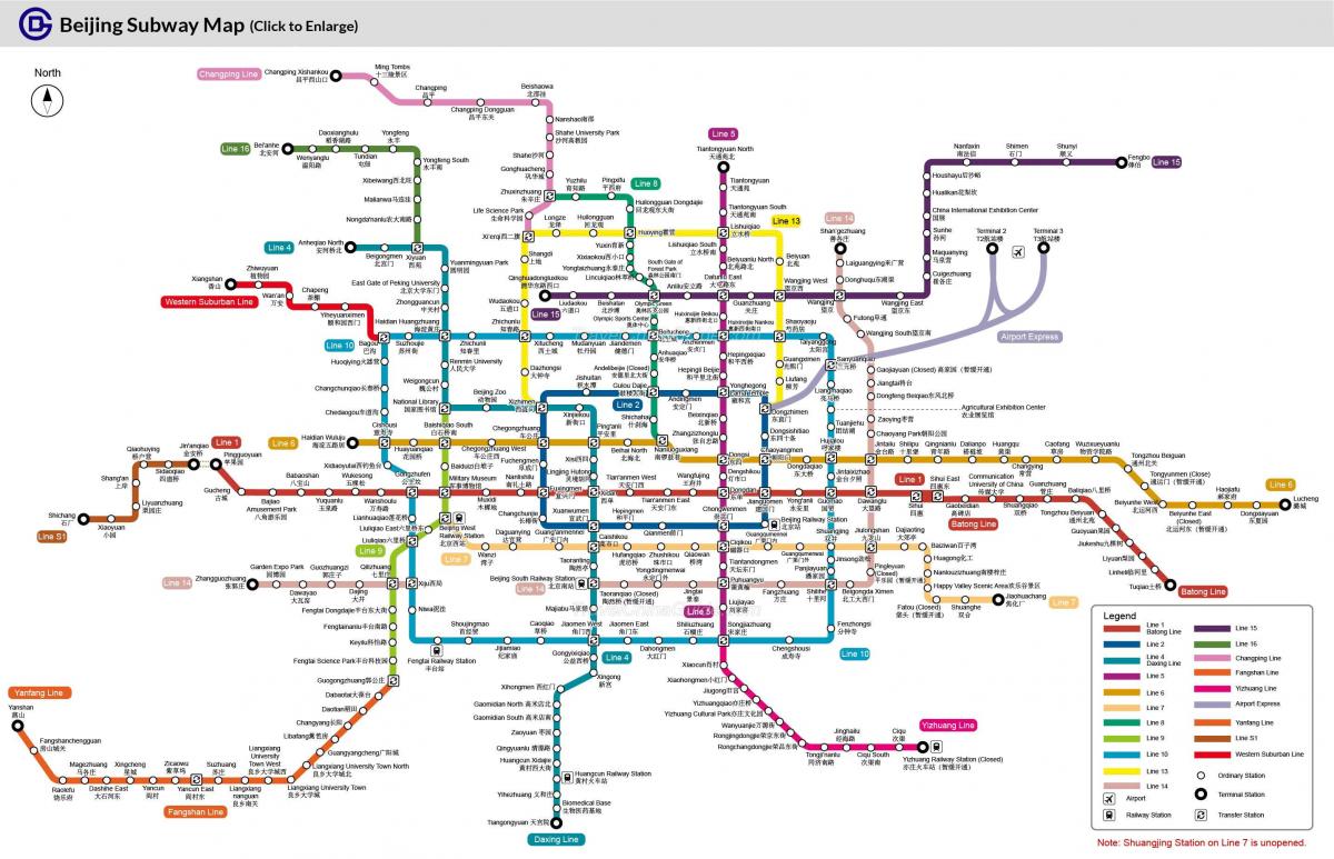 карта на метрото в Пекин 