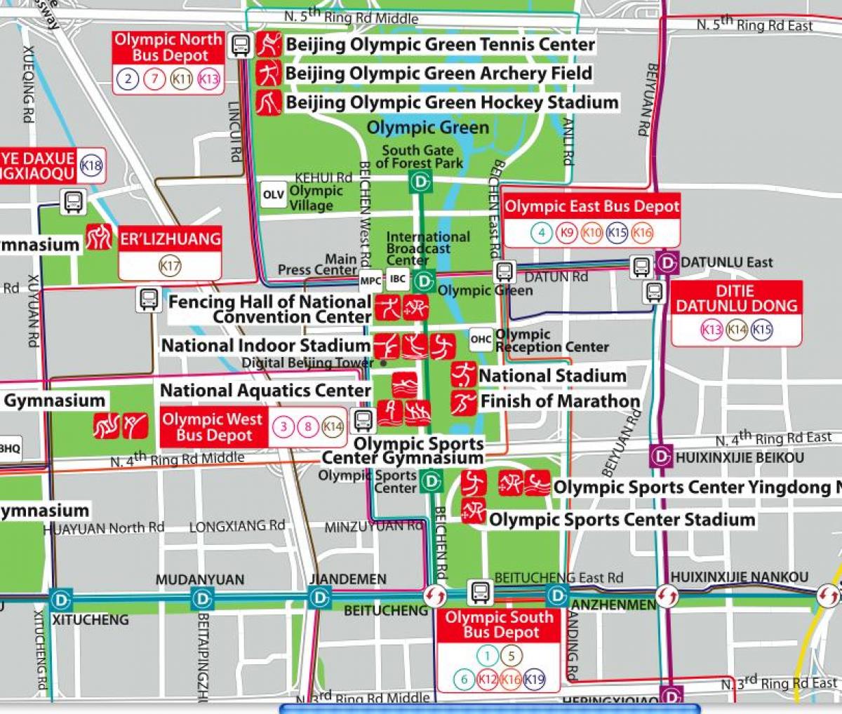 карта на Олимпийския парк в Пекин