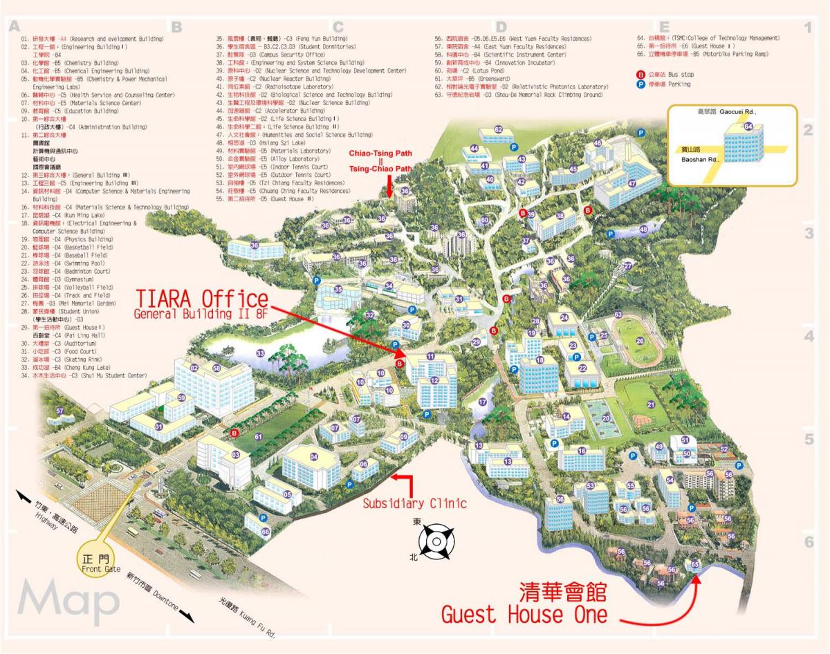 карта на кампуса на Университета Цинхуа 