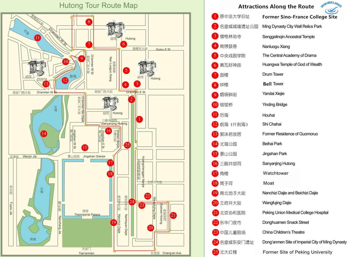 карта на Пекин Hutong