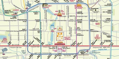 Карта на Пекин карта на метрото със забележителности